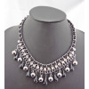 New Fashion Charming Beads Rhinestone Ball Drop Leather Chain Choker Necklace N-1300