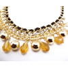 New Fashion Charming Beads Rhinestone Ball Drop Leather Chain Choker Necklace N-1300