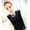 New Fashion Lovely Black White Enamel Square Grometric Choker Necklace N-4531