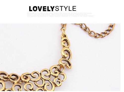 Fashion European Vintage Style Hollow Out Flower Bib Collar Necklace N-1827