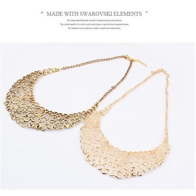 Fashion European Vintage Style Hollow Out Flower Bib Collar Necklace N-1827