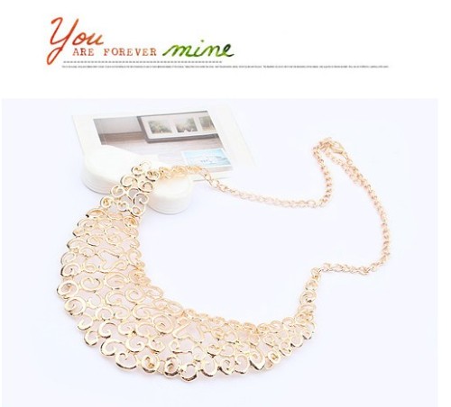 Fashion European Vintage Style Hollow Out Flower Bib Collar Necklace N-1827