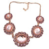 New Arrival Luxury Noble Style Gold Plated Crystal Pink Flowers  Pendant Necklace N-0760