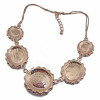 New Arrival Luxury Noble Style Gold Plated Crystal Pink Flowers  Pendant Necklace N-0760