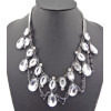 New Arrival Luxury Noble Style Gun Black Double Chains Clear Crystal Drop Pendant Necklace N-1320
