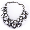 New Arrival Luxury Noble Style Gun Black Double Chains Clear Crystal Drop Pendant Necklace N-1320