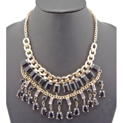 New Fashion Charming European Resin Square Drop Gem Choker Necklace N-0763