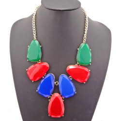 New European Style Gold Plated Alloy Charming  Resin Candy Drop Pendant Necklace N-0786