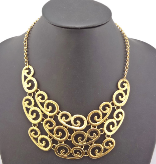 Fashion Vintage Style gold metal Choker Bib Necklace N-1856