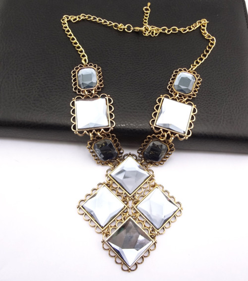 New Arrival Fashion Style Vintage Bronze 3Colors crystal pendant Necklace N-0779