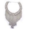 New Arrival Gold/Silver/Gun Black Alloy Crystal Tassel Choker Neclace N-1757