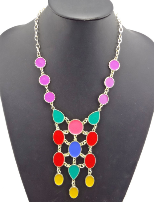 Fashion Gold plated colorful Enamel Drop Choker  Necklace N-0754