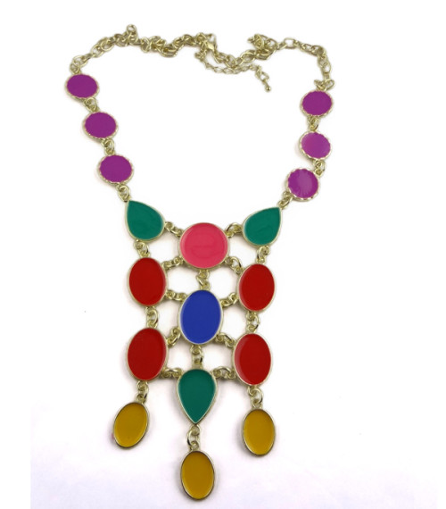 Fashion Gold plated colorful Enamel Drop Choker  Necklace N-0754