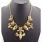 Vintage Style Gold Plated Alloy Rhinestone Stone  Anchor Necklace N-1775