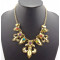 Vintage Style Gold Plated Alloy Rhinestone Stone  Anchor Necklace N-1775