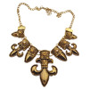 Vintage Style Gold Plated Alloy Rhinestone Stone  Anchor Necklace N-1775