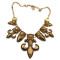 Vintage Style Gold Plated Alloy Rhinestone Stone  Anchor Necklace N-1775