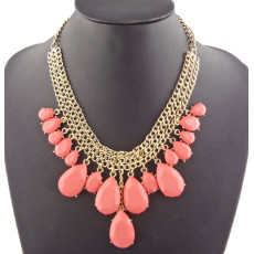 New Arrival Gold Plated Alloy Colorful Resin Drip Pendant Necklace N-1325