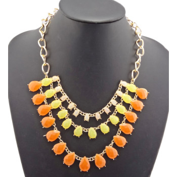 Charming Gold Plated Alloy Colorful Resin Drop Choker Necklace 6 colors N-0538