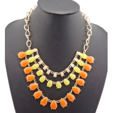 Charming Gold Plated Alloy Colorful Resin Drop Choker Necklace 6 colors N-0538