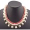 European Fashion Gold Plated Metal Rivet Resin Gem Choker  Necklace N-1278