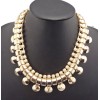 European Fashion Gold Plated Metal Rivet Resin Gem Choker  Necklace N-1278