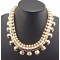 European Fashion Gold Plated Metal Rivet Resin Gem Choker  Necklace N-1278