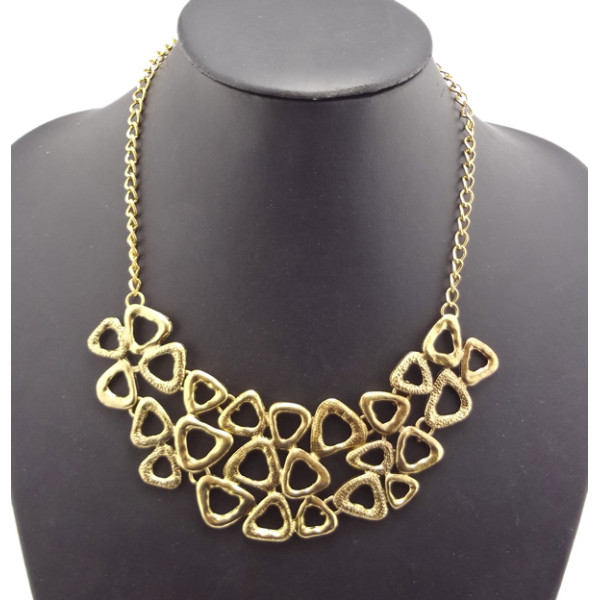 Vintage Gold Alloy  Hollow Out Flower Choker Necklace N-1774