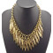 Vintage Gold Plated Alloy Multilayer Leaves Tassel Choker Necklace N-1851