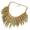 Vintage Gold Plated Alloy Multilayer Leaves Tassel Choker Necklace N-1851