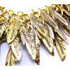 Vintage Gold Plated Alloy Multilayer Leaves Tassel Choker Necklace N-1851