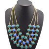 Vintage Style  gold plated metal Multilayer ellipse gem Choker Charms Necklace N-0514