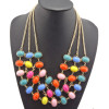 Vintage Style  gold plated metal Multilayer ellipse gem Choker Charms Necklace N-0514