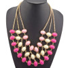 Vintage Style  gold plated metal Multilayer ellipse gem Choker Charms Necklace N-0514