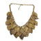 Vintage Style Gold Plated Alloy Multilayer Leaves Tassel Choker Necklace