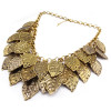 Vintage Style Gold Plated Alloy Multilayer Leaves Tassel Choker Necklace