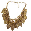 Vintage Style Gold Plated Alloy Multilayer Leaves Tassel Choker Necklace