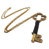 New Arrival Punk Gold Plated Metal Rhinestone Key Pendant Necklace N-4778