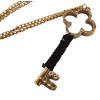 New Arrival Punk Gold Plated Metal Rhinestone Key Pendant Necklace N-4778