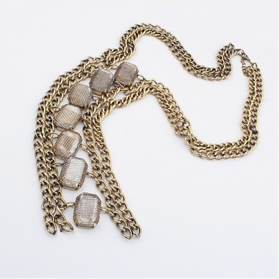 Retro Western Style bronze Metal crystal fashion Sweater Chain necklace N-1264