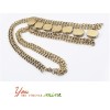 Retro Western Style bronze Metal crystal fashion Sweater Chain necklace N-1264