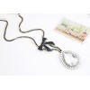 double chain bowknot big crystal drop fashion sweater chain necklace N-2277