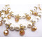 New Fashion Charming Faux Pearl Beads Rhinestone Resin Ball Golden Metal Chain Double Pendant Necklace N-1516