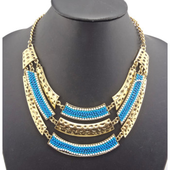 vintage style gold metal multilayer spot beads choker necklace N-1755
