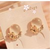 New Arrival Charming Korea Style Gold Plated Metal Gem Resin Butterfly Ear Stud E-1502