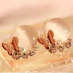 New Arrival Charming Korea Style Gold Plated Metal Gem Resin Butterfly Ear Stud E-1502