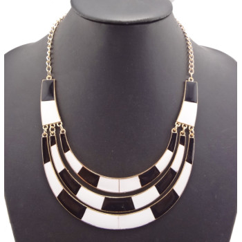 New Fashion gold plated Metal  black white enamel crescent choker NecklacE N-2090