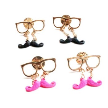 New European Lovely Mustache Glass Fashion Collor Brooch Pin P-0061