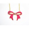 New European Style Gold Plated Enamel Bowlnot Pendant Necklace N-2592