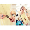 New European leopard print thread Tassel Rhinestone owl Pendant Necklace N-2513